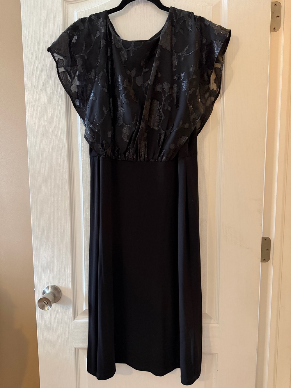 Black Sheer Overlay Midi Dress